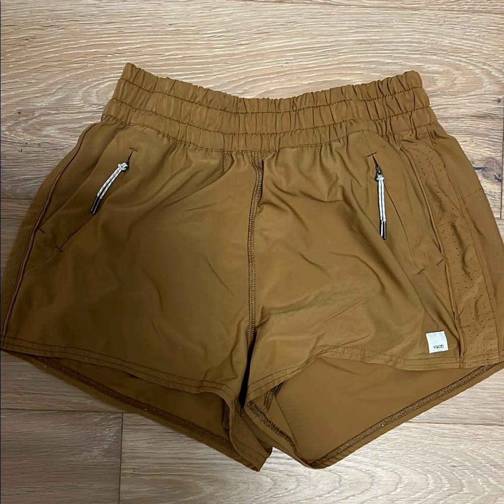 Brown Athletic Shorts with Zipper Pockets